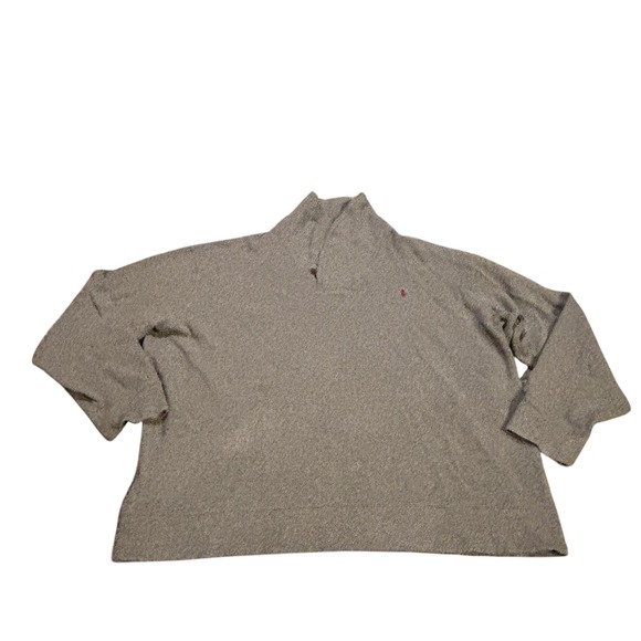 Polo Ralph Lauren Mens 2XLT Gray‎ Cotton Quarter Button Mock Neck Pullover